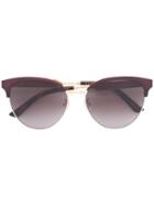 Gucci Eyewear Cat Eye Engraved Sunglasses, Women's, Size: 57, Brown, Acetate/metal