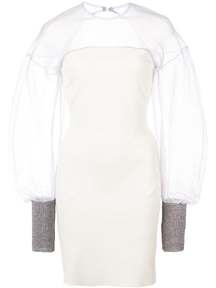 Esteban Cortazar Sheer Panel Dress - Neutrals