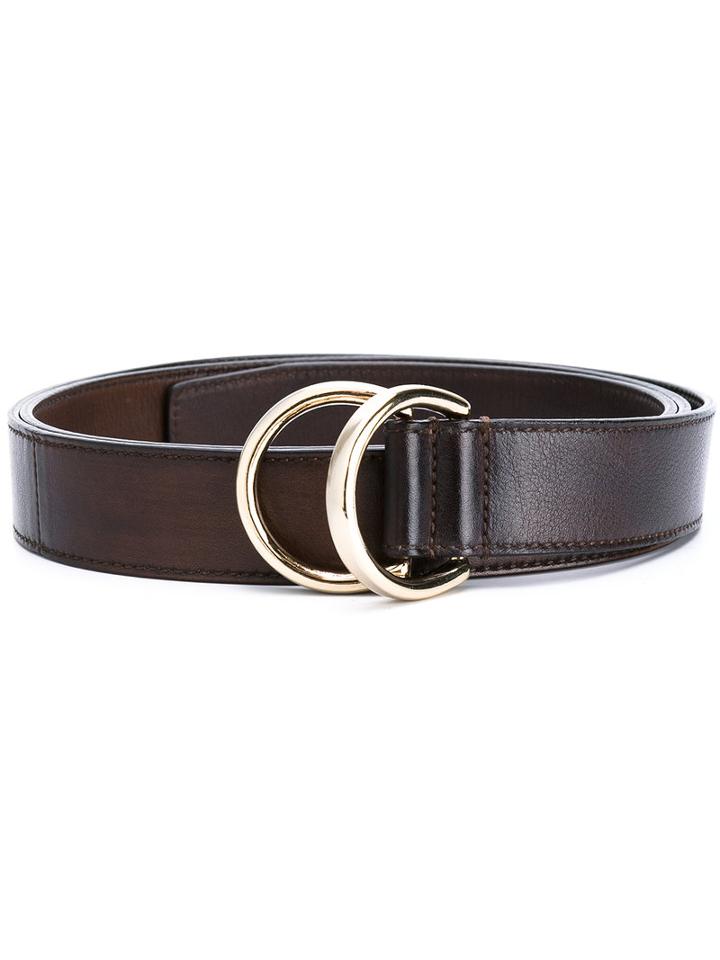 Santoni - Ring Buckle Belt - Men - Leather - M, Brown, Leather