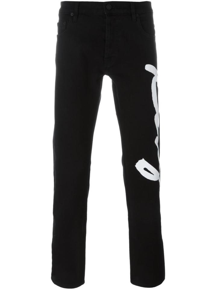 Kenzo Signature Print Jeans, Men's, Size: 31, Black, Cotton/spandex/elastane