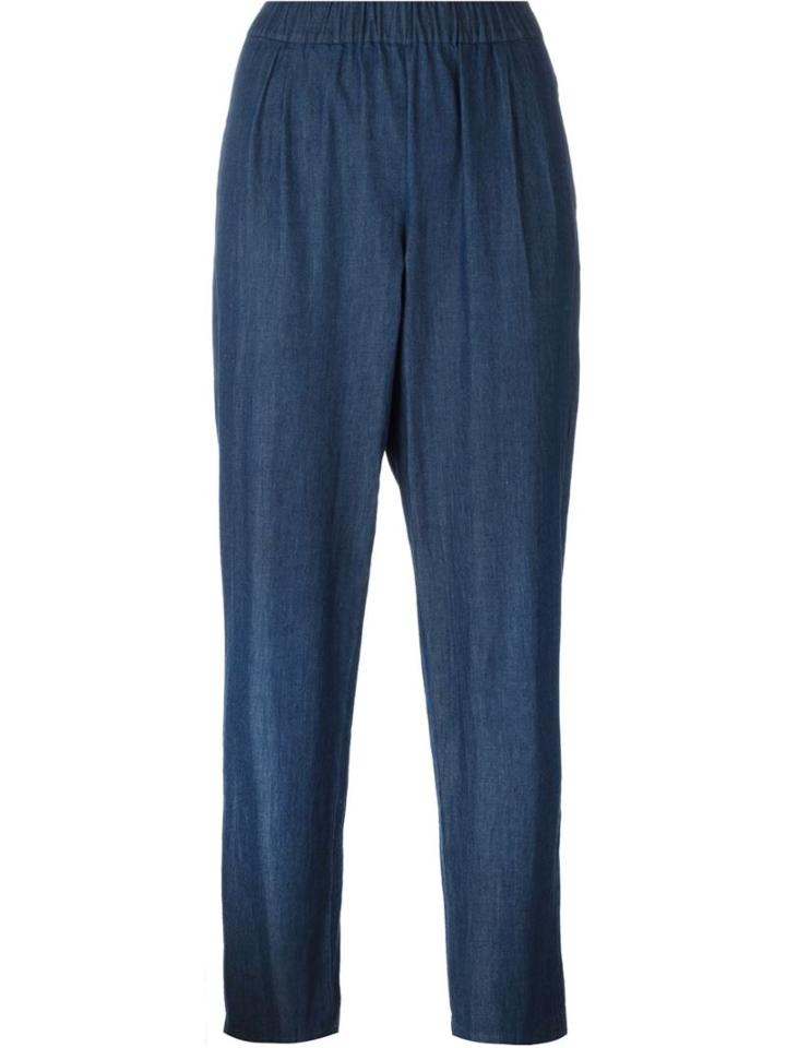 Equipment Cropped Chambray Trousers, Women's, Size: Xs, Blue, Cotton