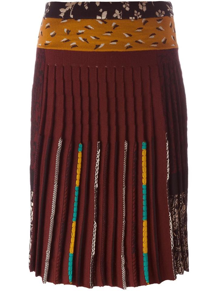 Etro Ruffled Contrast Panel Skirt, Women's, Size: 44, Silk/cotton/polyester/wool
