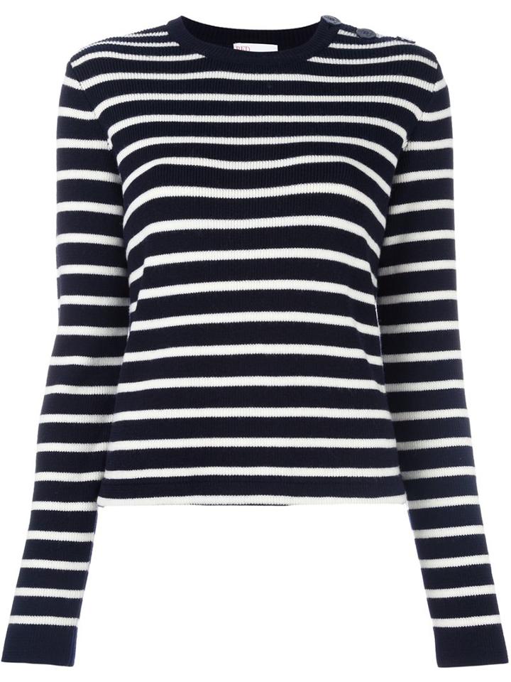 Red Valentino Striped Jumper, Women's, Size: Large, Blue, Virgin Wool