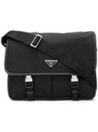 Prada Safety Buckle Shoulder Bag - Black
