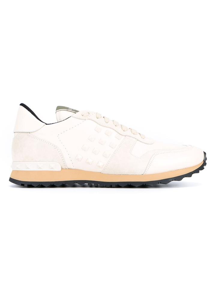 Valentino Garavani Leather And Suede Rockstud Sneakers