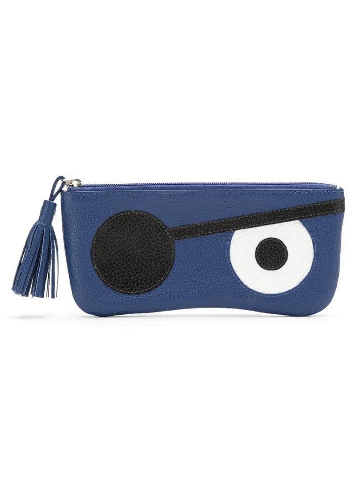 Sarah Chofakian Leather Pirata Sunglasses Case - Blue