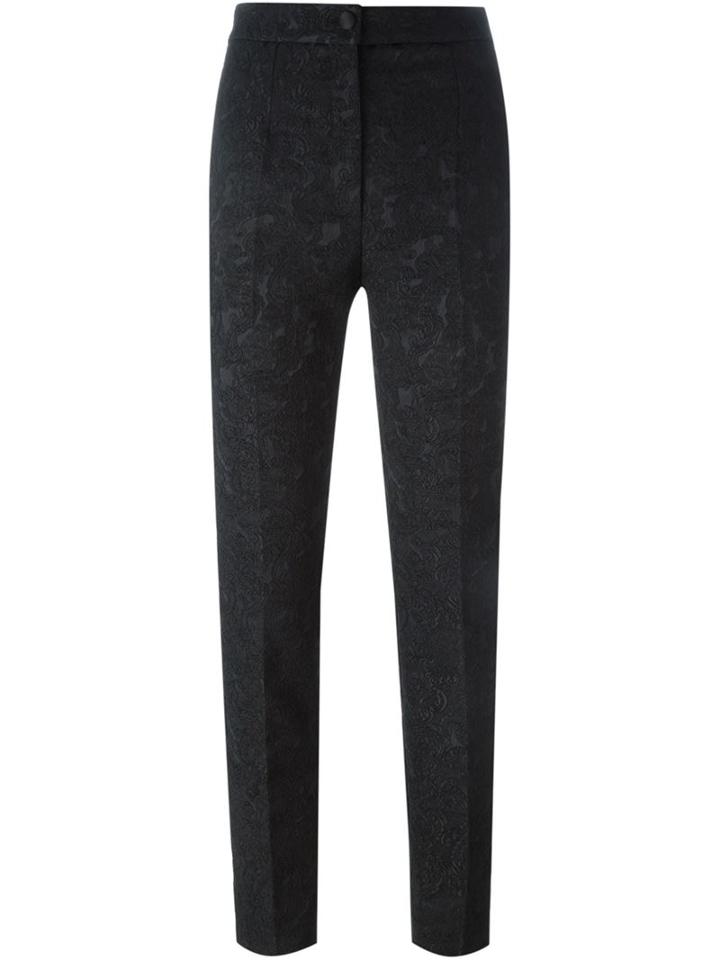 Dolce & Gabbana Brocade Trousers, Women's, Size: 44, Black, Polyamide/polyester/spandex/elastane