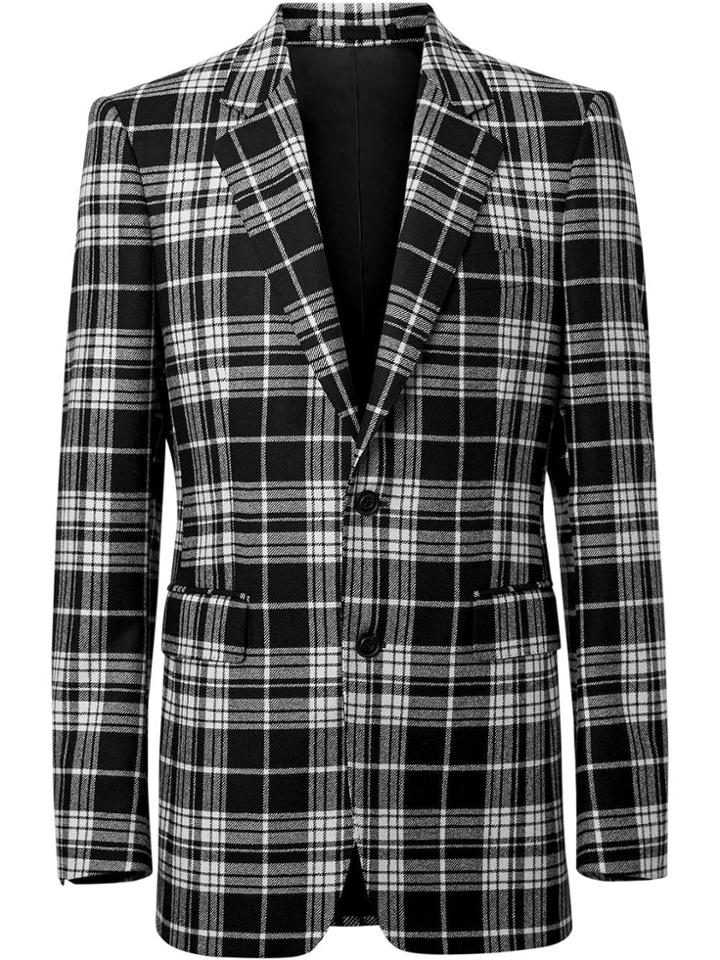 Burberry Check Print Blazer - Black