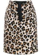 Moschino Leopard Print Drawstring Skirt - Neutrals