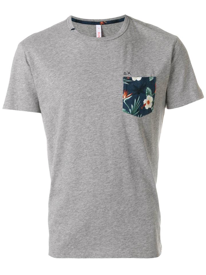 Sun 68 Floral Pocket T-shirt - Grey
