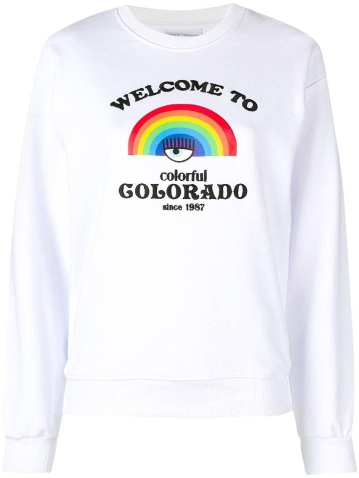 Chiara Ferragni Rainbow Print Sweater - White