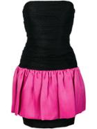 Yves Saint Laurent Vintage Strapless Color Block Dress - Black