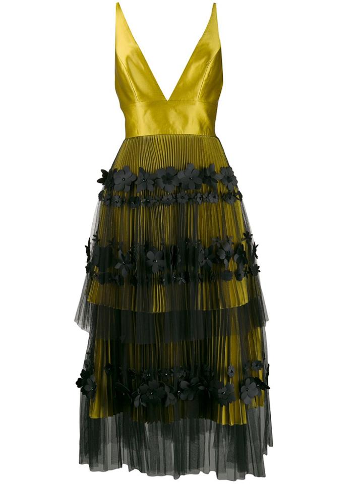 Viktor & Rolf Soir Flared Flower-embellished Dress - Yellow