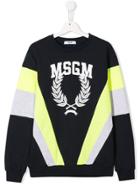 Msgm Kids Panelled Logo Sweater - Blue