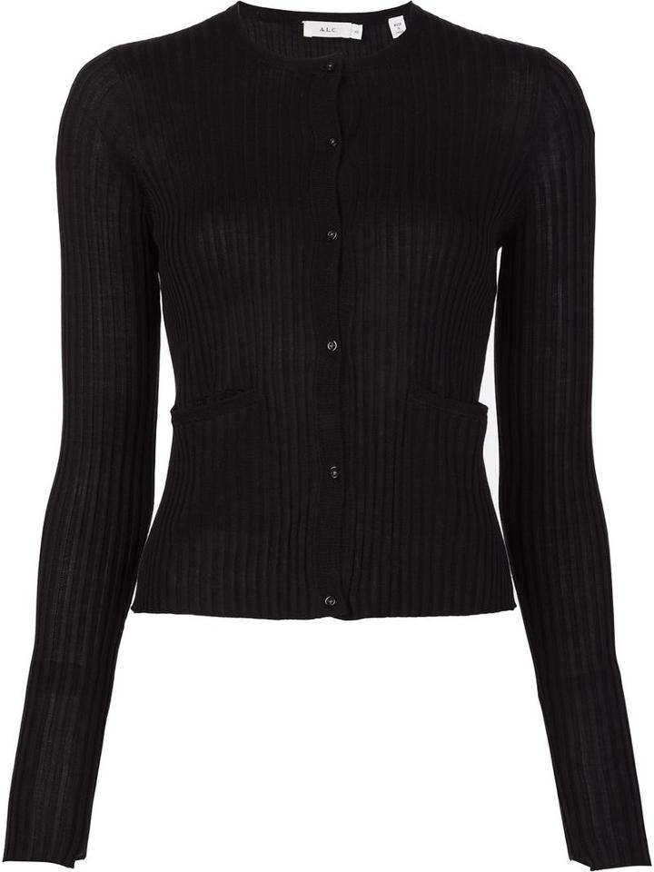 A.l.c. Ribbed Button Down Cardigan, Women's, Size: Small, Black, Silk