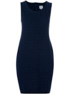 Armani Collezioni Short Jacquard Dress, Women's, Size: 50, Blue, Cotton/polyester/spandex/elastane/wool