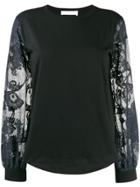 See By Chloé Floral-sleeve Top - Black