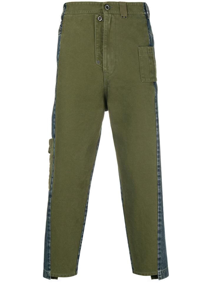 Diesel Black Gold Two Sided Cropped Jeans - Green