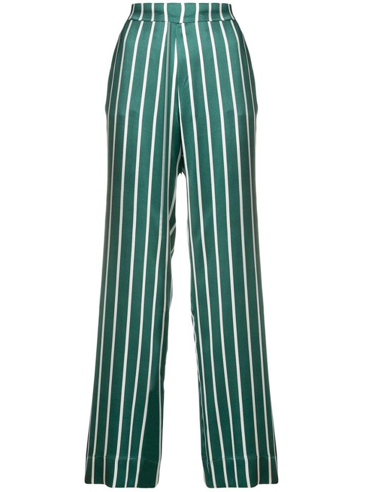 Asceno Striped Straight Trousers - Green