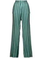 Asceno Striped Straight Trousers - Green