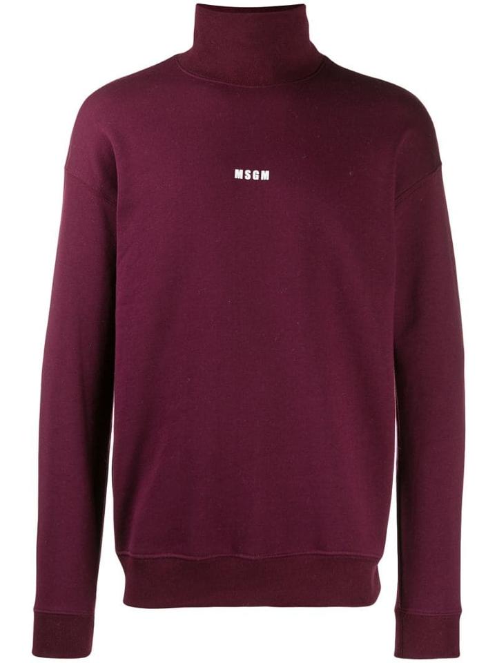 Msgm Contrast Logo Jumper - Red