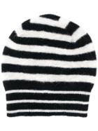 Roberto Collina Striped Knit Beanie Hat - Black