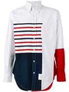 Thom Browne Asymmetric Colour Block Shirt, Men's, Size: 3, White, Cotton