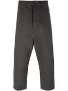 Rick Owens Drkshdw Drop Crotch Cropped Trousers, Men's, Size: 32, Grey, Cotton