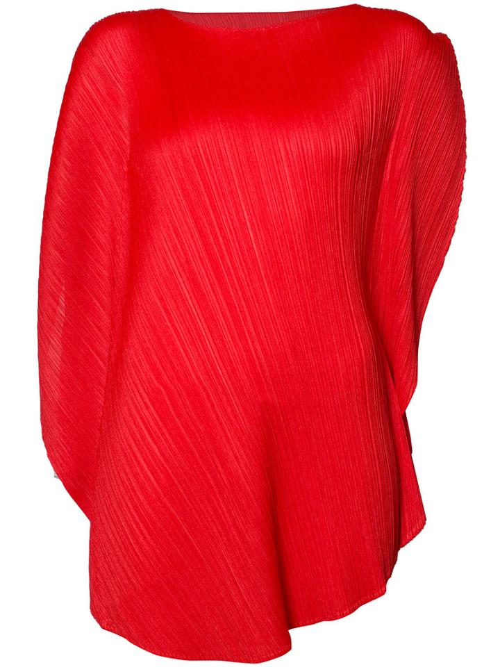 Issey Miyake Pleated Blouse, Women's, Size: 3, Red, Polyester