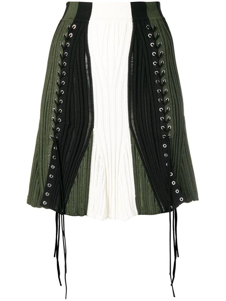 Alexander Mcqueen Laddered Colour-block Skirt - Green