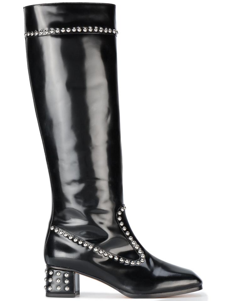 Maryam Nassir Zadeh Black Patent Stud Kiki 50 Knee Boots