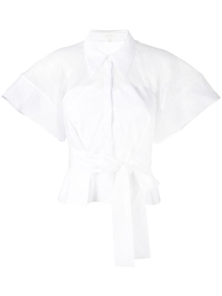 Delpozo Belted Shirt, Women's, Size: 36, White, Cotton