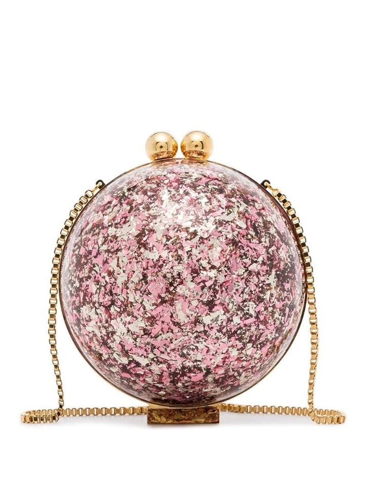 Marzook Pink And Gold Sphere Glitter Ball Clutch Bag - Multicolour