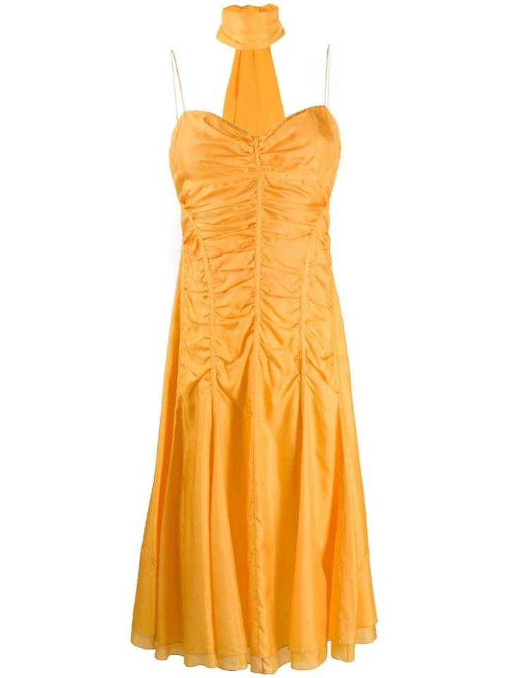 Céline Pre-owned Ruched Midi Dress - Yellow