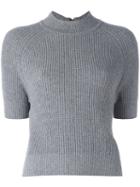 Erika Cavallini Ribbed Knit Top, Women's, Size: Large, Grey, Cashmere/virgin Wool