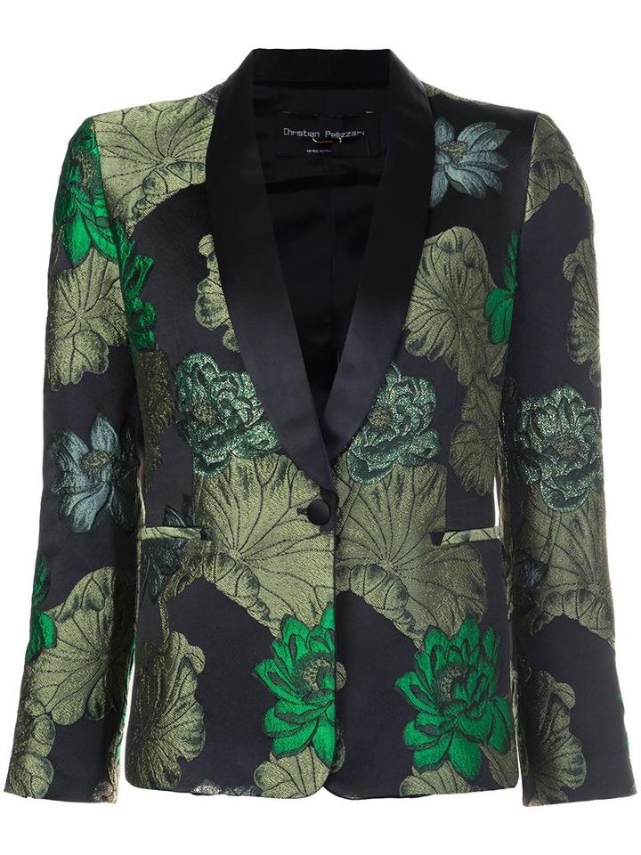 Christian Pellizzari Jacquard Smoking Jacket, Women's, Size: 40, Black, Polyester/polyamide