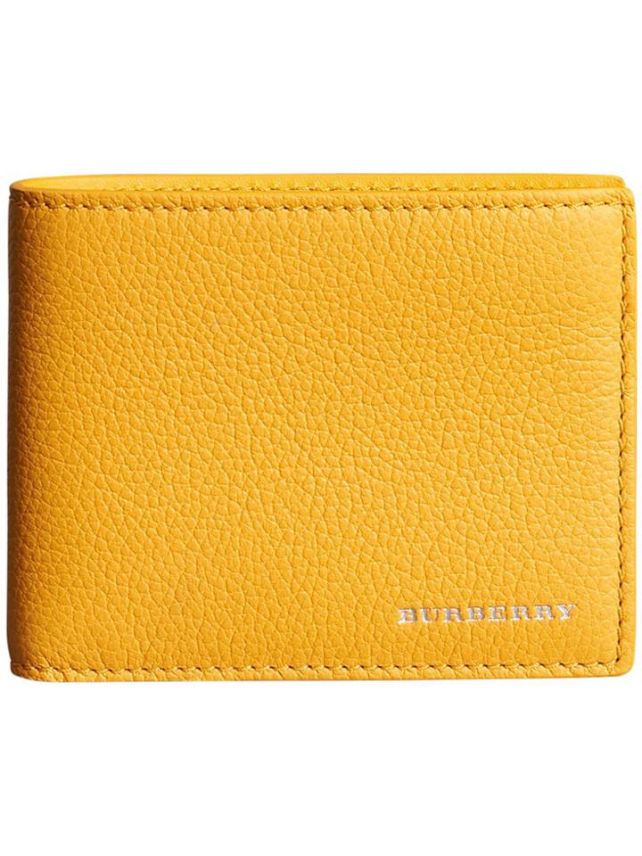 Burberry Grainy Leather Bifold Wallet - Yellow & Orange