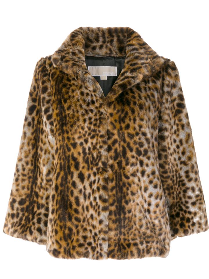 Michael Michael Kors Leopard Print Fur Jacket - Brown