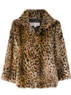 Michael Michael Kors Leopard Print Fur Jacket - Brown