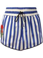 Off-white Striped Shorts, Women's, Size: Medium, Blue, Cupro/silk/cotton