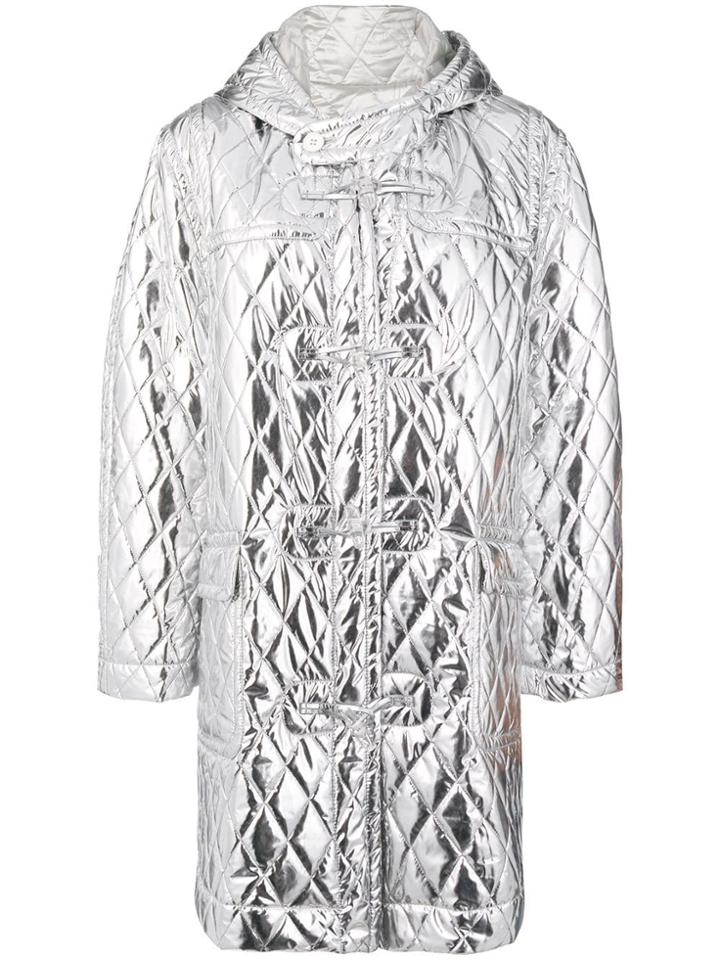 Mm6 Maison Margiela Metallic Quilted Coat - Silver