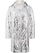 Mm6 Maison Margiela Metallic Quilted Coat - Silver
