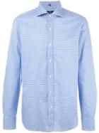 Fay Printed Shirt, Men's, Size: 43, Blue, Cotton