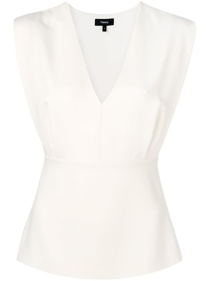 Theory V-neck Peplum Top - White