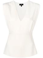 Theory V-neck Peplum Top - White