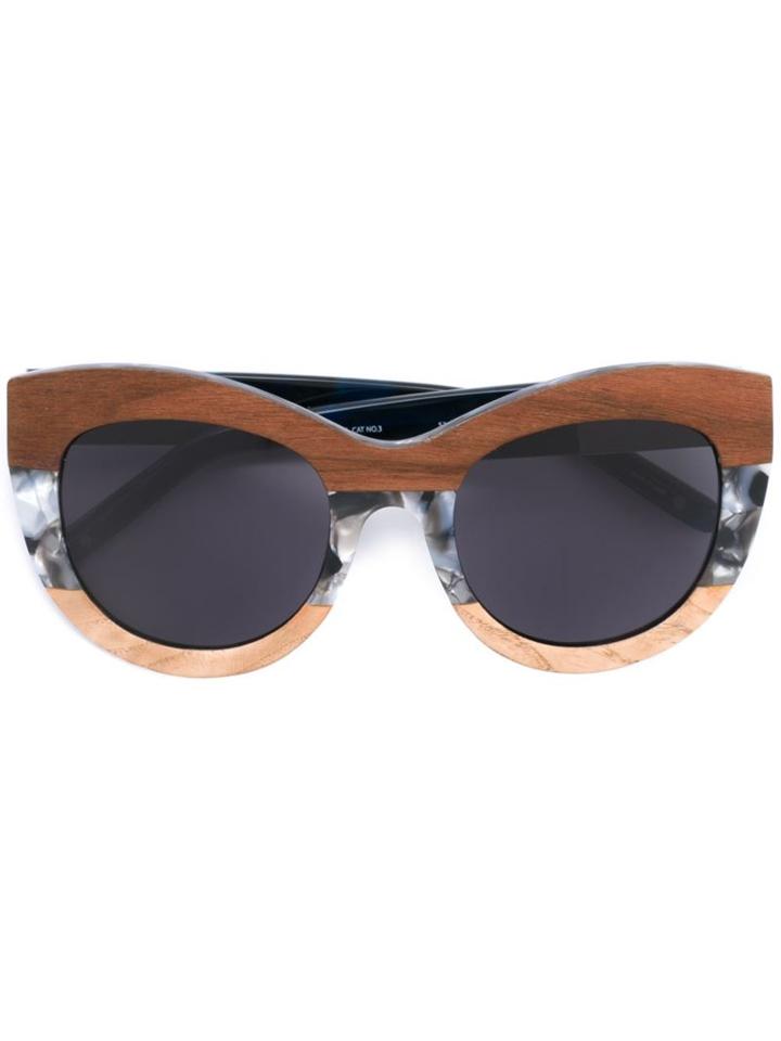 Linda Farrow Gallery Marble Frame Sunglasses, Women's, Black, Acetate/metal/wood