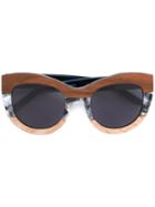 Linda Farrow Gallery Marble Frame Sunglasses, Women's, Black, Acetate/metal/wood