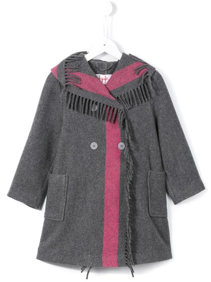 Il Gufo Fringed Peacoat, Girl's, Size: 8 Yrs, Grey