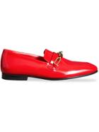 Burberry Link Detail Patent Leather Loafers - Red