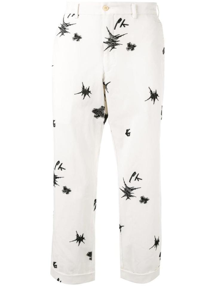 Comme Des Garçons Pre-owned Embroidered Trousers - White